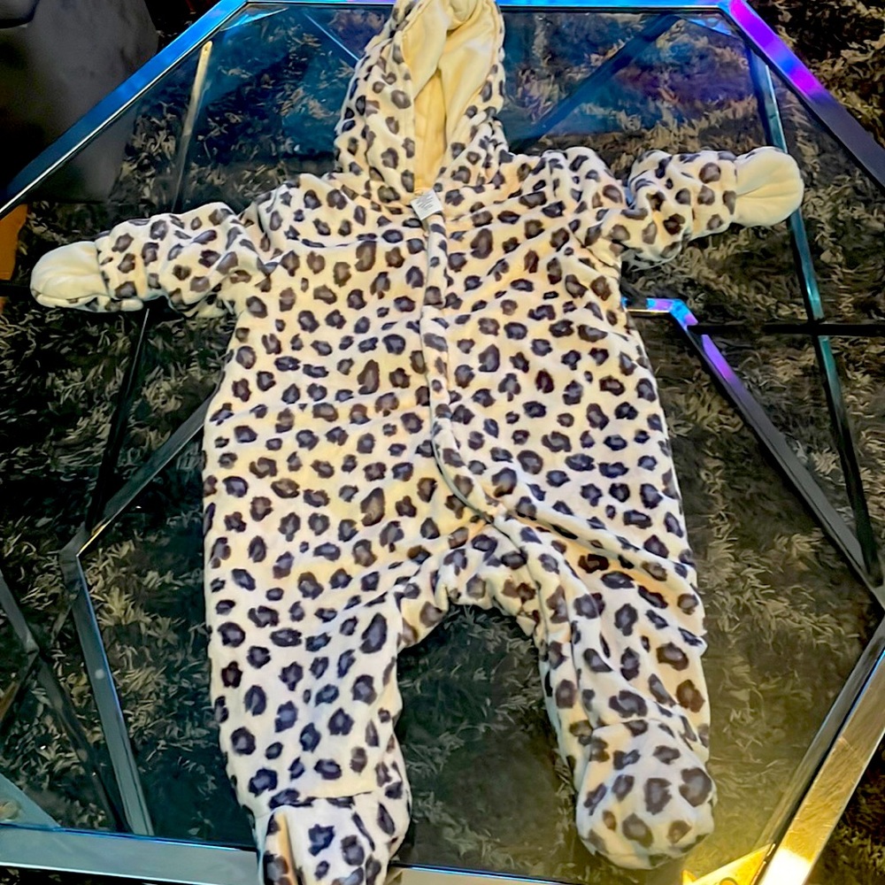 6 months, leopard print coat.